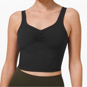 Lululemon Black Ruched Front Cropped Tank Top